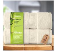 GC GAVENO CAVAILIA Large Bath Towel Bamboo Towels 2 Pack (70x120cm) - Highly Absorbent Quick Dry Towels (40% Cotton, 60% Bamboo) - Washable Bathroom Towel Cream - 500 GSM