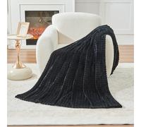 GC GAVENO CAVAILIA Large Fluffy Blanket Throws for Sofas and Beds | Soft Warm Sherpa Fleece Blanket King Size, Cosy Plush Sofa Throw Blanket, Bed Throw for Living Room or Bedroom, (200x240 cm) Black