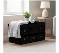 GC GAVENO CAVAILIA Large Storage Boxes with Lid | 6-Drawer Ottoman Storage Bench Footstool | Rectangular Ribbed Storage Box for Bedroom & Hallway | Toy, Clothes & Blanket Organizer (76x35x35cm),Black