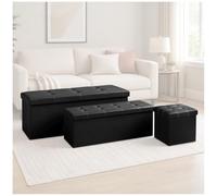 GC GAVENO CAVAILIA Leather Ottoman Storage Box Large With Lids, Black