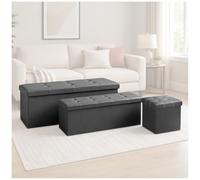 GC GAVENO CAVAILIA Leather Ottoman Storage Box Large With Lids, Charcoal