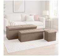 GC GAVENO CAVAILIA Leather Ottoman Storage Box Large With Lids, Natural