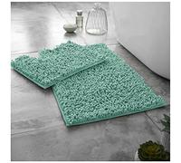 GC GAVENO CAVAILIA Loop 2 Piece Bath Mat Set, Microfiber Chenille Bathroom Mat Set, Non Slip Super Absorbent Rug Mat, Regular, Duck Egg