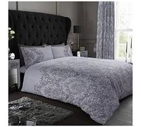 GC GAVENO CAVAILIA Luxurious Empire Damask Bed Set Printed Duvet Cover, Easy Care Soft & Cosy Quilt Bedding Set, Double Duvet Set, Grey