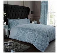 GC GAVENO CAVAILIA Luxurious Empire Damask Printed Cover, Easy Care Soft & Cosy Quilt Bedding, Polycotton, Duck Egg, King Duvet Set