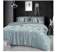 GC GAVENO CAVAILIA Luxurious Feather Super Kingsize Duvet Cover Sets, Easycare Geometric Bedding Set, Reversible Diamond Quilt Sets, Duck Egg