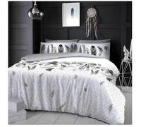 GC GAVENO CAVAILIA Luxurious Feather White Super Kingsize Duvet Cover Sets, Easycare Geometric Bedding Set, Reversible Diamond Quilt Sets