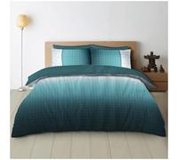 GC GAVENO CAVAILIA Luxurious Triangles Geometric Single Duvet Cover Set with Pillow Case, Easycare Reversible Ombre Diamond Bedding Sets, Teal