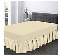 GC GAVENO CAVAILIA Luxurious Valance Sheets King Size, Soft & Comfy Non Iron Polycotton Plain Bedsheet, Percale Frill Bedding, Cream