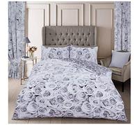 GC GAVENO CAVAILIA Luxurious Vintage Floral Duvet Cover, Ultra Soft Rose Flower Bedding Sets, Double Bed Grey Quilt Set