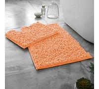 GC GAVENO CAVAILIA Luxury 2 Pieces Loop Bath Mat, Microfiber Bathroom Toilet Rug, Super Soft Anti Slip Pedestal Mat, Peach, Regular (50x80, 50x40 cm) (678328)