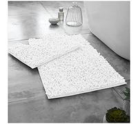 GC GAVENO CAVAILIA Luxury 2 Pieces Loop Bath, Microfiber Bathroom Toilet Rug, Super Soft Anti Slip Pedestal Mat, Rubber, White, Regular (50x80, 50x40 cm)