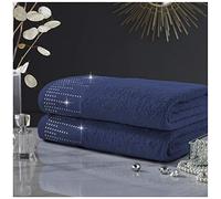 GC GAVENO CAVAILIA Luxury 2PK Abington Towel Set, 100% Cotton Soft & Cosy Bathroom Accessory, Navy, Bath Sheet