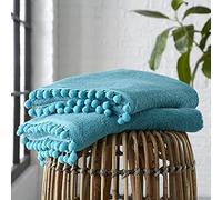 GC GAVENO CAVAILIA Luxury 2PK Pom Pure Cotton 550 GSM Hand Towels OR Ultra Soft Super Absorbent, Egyptian, Teal, Pack of 2 Bath Sheet