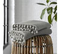 GC GAVENO CAVAILIA Luxury 2PK Pom Pure Cotton 550 GSM Hand Ultra Soft Super Absorbent Sheets, Egyptian, Grey, Pack of 2 Bath Towel