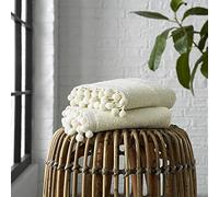 GC GAVENO CAVAILIA Luxury 2PK Pom Pure Cotton 550 GSM Ultra Soft Super Absorbent Bath Sheets, Egyptian, Cream, Pack of 2 Hand Towel