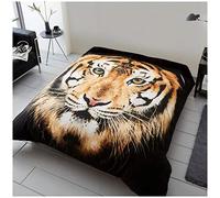 GC GAVENO CAVAILIA Luxury 3D Animal Printed Wildlife Throw, Easy Care Soft & Cosy Light Weight Sofa Settee Blanket, TIGER FACE BROWN, 150X200, 595540
