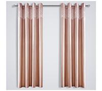 GC GAVENO CAVAILIA Luxury Eyelet Ring Top Aviv Room Curtains, Fully Sparkle Lined Pairs With Tie Backs, Blush Pink, 66X90 664413