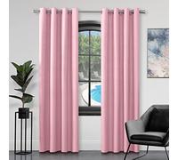 GC GAVENO CAVAILIA Luxury Faux Silk Curtains Eyelet Top Fully Lined Ring Top Curtain Pairs With Two Tie Backs, Blush Pink, 66X72 Inch