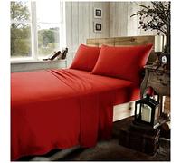 GC GAVENO CAVAILIA Luxury Flannel Plain Fitted Sheet, 100% Brushed Cotton Easy Care Accessory, Premium Soft & Cosy Bed Linen, Red, Single Size Bedsheet