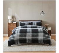 GC GAVENO CAVAILIA Luxury Fleece Duvet Cover with Pillowcases - Geometric Double Bedding Set - Soft, Warm Winter Teddy Duvet Set - Easy Care Comforter Bed Linen Double - (200x200 cm), Charcoal/Grey
