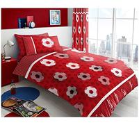 GC GAVENO CAVAILIA Luxury Football Bedding Single, Premium Reversible Polycotton Kids Football Duvet Cover For Boys & Girls, Red