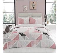GC GAVENO CAVAILIA Luxury Geometric Duvet Cover Double Bed, Easy Care Comfy & Cosy Diamond Shape Bedding, Reversible Triangle Duvet Cover Sets With Pillowcases, Pink
