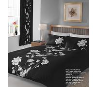 GC GAVENO CAVAILIA Luxury Geometric Duvet, Floral Quilt Set, Polycotton Bed Covers, Chantilly-Black, Double