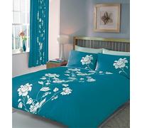 GC GAVENO CAVAILIA Luxury Geometric Duvet, Floral Quilt Set, Polycotton Bed Covers, Chantilly-Teal, King