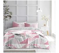 GC GAVENO CAVAILIA Luxury Geometric Shapes Single Duvet And Pillow Set, Reversible Diamond Quilt Marble Single Bedding, Pink