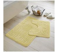 GC GAVENO CAVAILIA Luxury Greek 2 Piece Bath Set, Non Slip Bath Mat, Super Soft Bathroom Accessory Rug Mat, Regular, Lemon