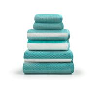 GC GAVENO CAVAILIA Luxury Hand Towels 2 Pack - Highly Water Absorbent Fingertip Towel Washcloth - Easycare 100% Cotton Stripe Towel (50x80 CM) - Gym, Spa Thick Hand Cloths - Aqua