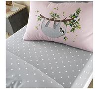 GC GAVENO CAVAILIA Luxury Kids Choice Hanging Out Sloth Duvet Cover OR Premium Fitted Boys & Girls, Polycotton, Blush Pink, Double Sheet Set