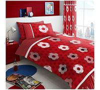 GC GAVENO CAVAILIA Luxury Kids Printed Bedding, Single Bed Football Duvet Set, Easy Care Single Duvet Cover, Foot Ball Reversible Duvet Cover, Single Duvet And Pillow Set, Red