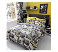 GC GAVENO CAVAILIA Luxury New York Duvet Cover Double, Reversible Textured City Patchwork Quilt Cover With Bed Pillow Cases, Multi