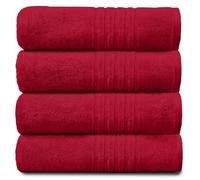 GC GAVENO CAVAILIA Luxury Pack Of 4 Bath Sheets, 100% Egyptian Cotton Towels, 450 GSM Quick Dry Towel, Red, 80X140