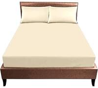 GC GAVENO CAVAILIA Luxury Plain Dyed Deluxe Single Fitted Sheet, Easy Care Breathable Lightweight Single Bed Sheets (25 cm), Non Iron Extra Deep Elasticated Corner Fitted Sheet Single Bed, Cream