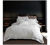 GC GAVENO CAVAILIA Luxury Plain Dyed Duvet Cover, Bordered Striped Polycotton Bedding, White/Grey, Double