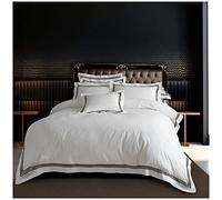 GC GAVENO CAVAILIA Luxury Plain Dyed Duvet Cover, Bordered Striped Polycotton Bedding, White/Black, Super King