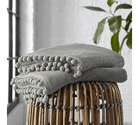 GC GAVENO CAVAILIA Luxury Pom Pom Pure Cotton 550 GSM Hand OR Bath Towels OR Ultra Soft Super Absorbent Bath Sheets, Pack of 2 Bath Sheet, Grey