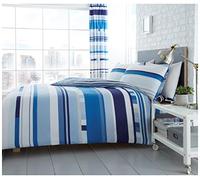 GC GAVENO CAVAILIA Luxury Printed Duvet Cover, Polycotton Reversible Bedding Quilt Set, Chester Stripe-Blue, King