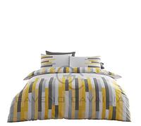 GC GAVENO CAVAILIA Luxury Printed Reversible Duvet Cover, Easy Care Soft & Cosy Blocks Quilt Bedding Set, Polyester-Cotton, Ochre, Single