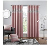 GC GAVENO CAVAILIA Luxury Quality Eyelet Kendal Blackout Curtain, Easy Care Ring Top Living Room Décor, 66x90Cm, Blush-Pink, 100% Polyester, 66x90