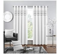 GC GAVENO CAVAILIA Luxury Quality Eyelet Kendal Blackout Curtain, Easy Care Ring Top Living Room Décor, 66x54Cm, White, 100% Polyester, 66x54