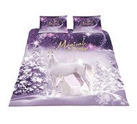 GC GAVENO CAVAILIA Luxury Quality Xmas Be A Unicorn Christmas Duvet Cover, Premium Soft & Cosy Shiny Quilt Set Bedding, King Size, Purple, Polyester, Multi