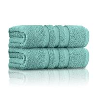 GC GAVENO CAVAILIA Luxury Quality Zero Twist Bath Towels, Stripe Textured 100% Cotton 2 Pack Bath Sheets, Duck Egg, 70x120 Cm