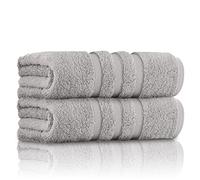 GC GAVENO CAVAILIA Luxury Quality Zero Twist Bath Towels, Stripe Textured 100% Cotton 2 Pack Bath Sheets, Silver, 70x120 Cm