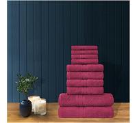GC GAVENO CAVAILIA Luxury Quick Dry Bath Sheet, 100% Egyptian Cotton Highly Absorbent Bathroom Towel Set, Red, 10PK Toronto Bale