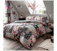 GC GAVENO CAVAILIA Luxury Reversible Ellis Floral Patch Quilt Bedding Set Flower Print Duvet Cover, Polycotton, Multi, Super King