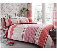 GC GAVENO CAVAILIA Luxury Soft & Cosy Geometric Dotted Duvet Cover, Easy Care Reversible Printed Striped Quilt Bedding Set, Charter Stripe, King, Natural